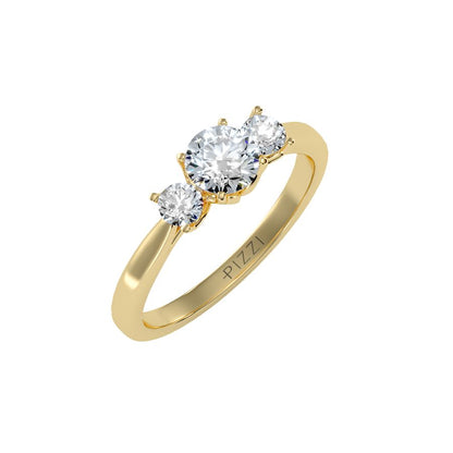 Trilogie-Ring aus 18-karätigem Gelbgold mit 0,94 Karat Diamanten