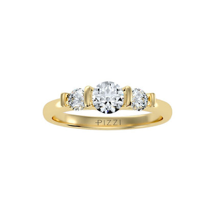 Trilogie-Ring aus 18-karätigem Gelbgold mit 0,87 Karat Diamanten