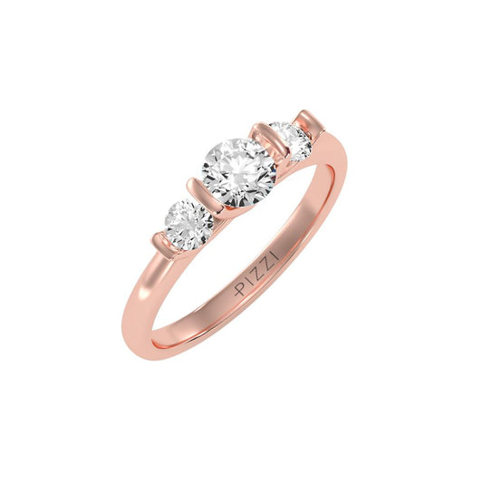 Trilogie-Ring aus 18-karätigem Roségold mit 0,87 Karat Diamanten