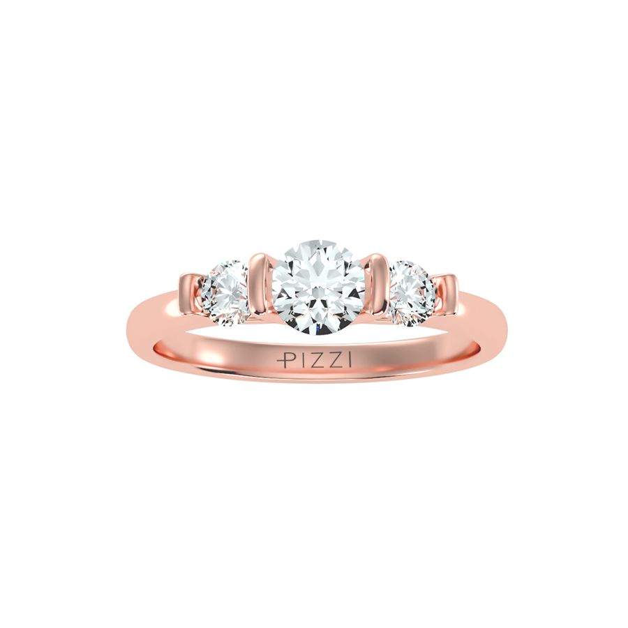 Trilogie-Ring aus 18-karätigem Roségold mit 0,87 Karat Diamanten