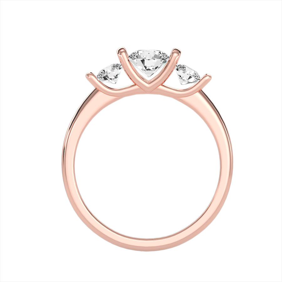 Trilogie-Ring aus 18-karätigem Roségold mit 0,87 Karat Diamanten