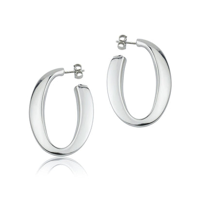 Orecchini ovali in argento sezione triangolare lunghezza 40mm