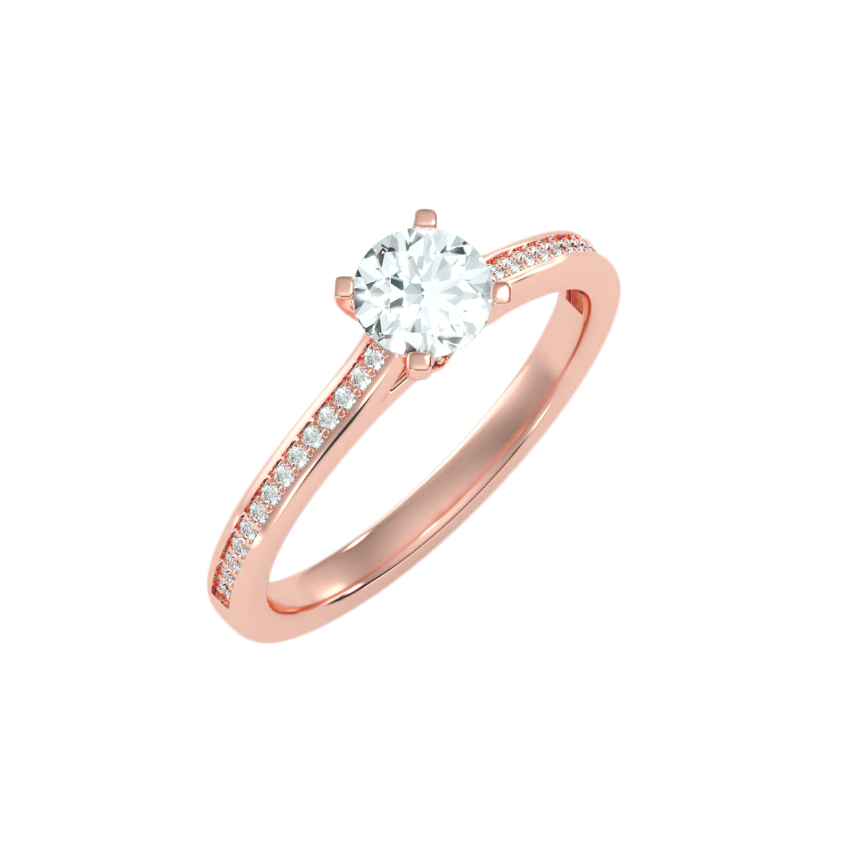 Solitärring mit 0,65 Karat Pavé-Fassung in 18 Karat Roségold