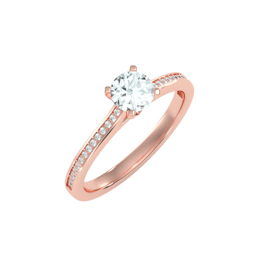 Solitärring mit 0,65 Karat Pavé-Fassung in 18 Karat Roségold