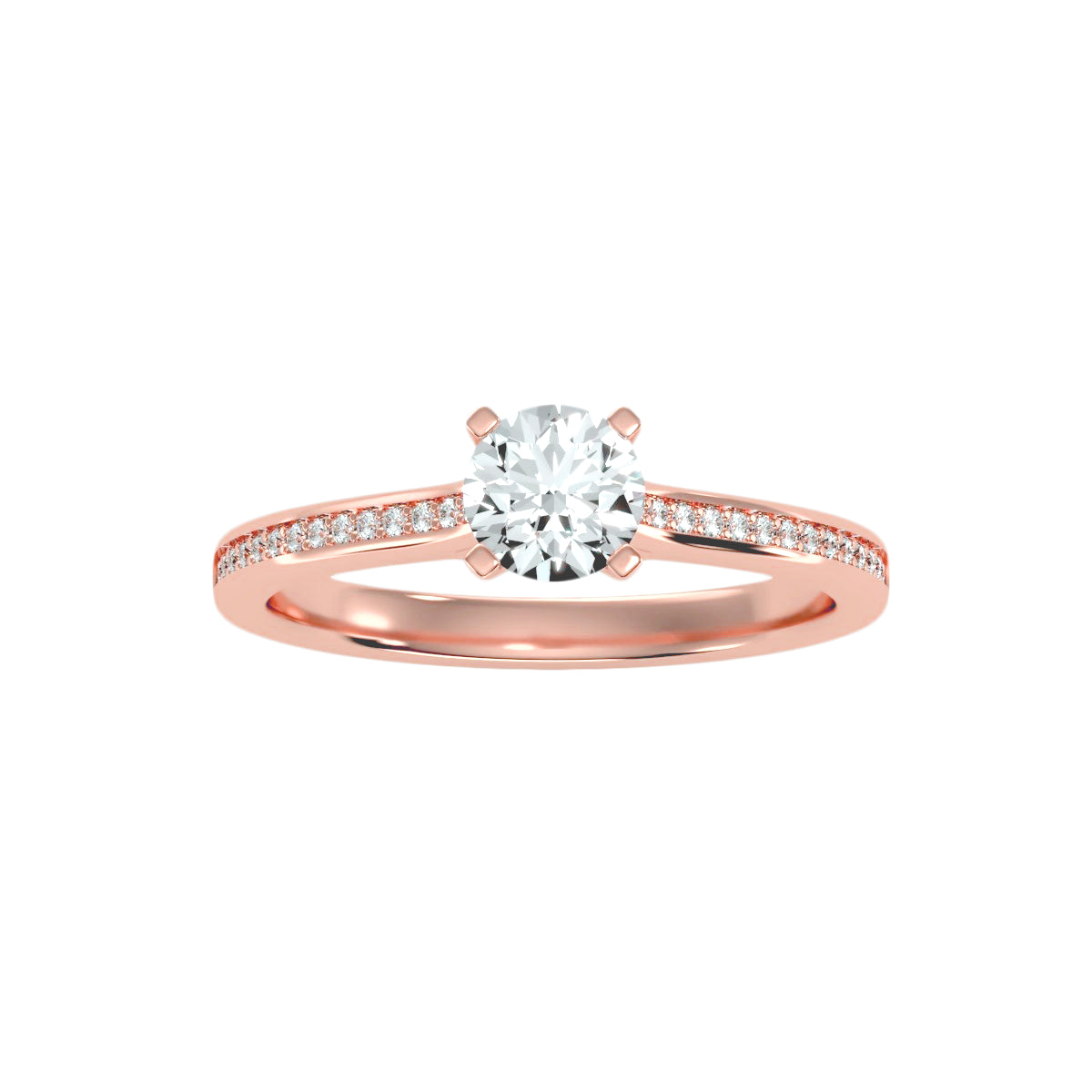 Solitärring mit 0,65 Karat Pavé-Fassung in 18 Karat Roségold