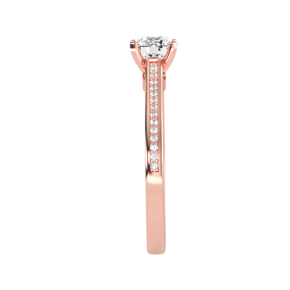 Solitärring mit 0,65 Karat Pavé-Fassung in 18 Karat Roségold