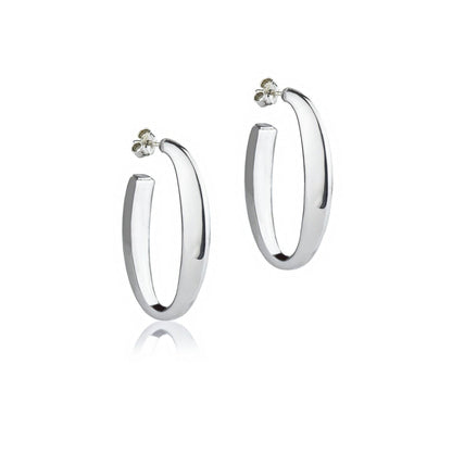 Orecchini ovali in argento sezione triangolare lunghezza 40mm