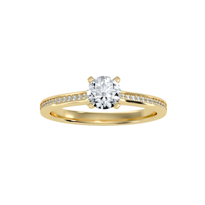Solitärring mit 0,65 Karat Pavé-Fassung in 18 Karat Gelbgold