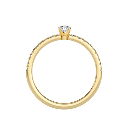 Solitärring mit 0,50 Karat Pavé-Fassung in 18 Karat Gelbgold