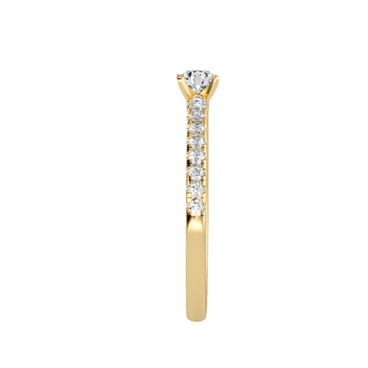 Solitärring mit 0,50 Karat Pavé-Fassung in 18 Karat Gelbgold
