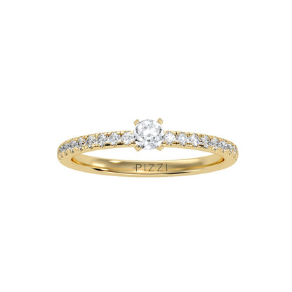 Solitärring mit 0,50 Karat Pavé-Fassung in 18 Karat Gelbgold
