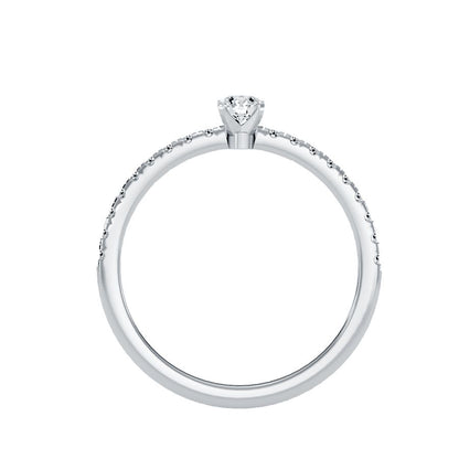 Solitärring mit 0,50 Karat Pavé-Fassung in 18 Karat Weißgold