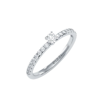 Solitärring mit 0,50 Karat Pavé-Fassung in 18 Karat Weißgold