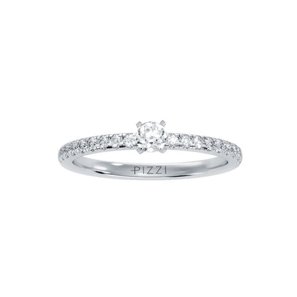 Solitärring mit 0,50 Karat Pavé-Fassung in 18 Karat Weißgold