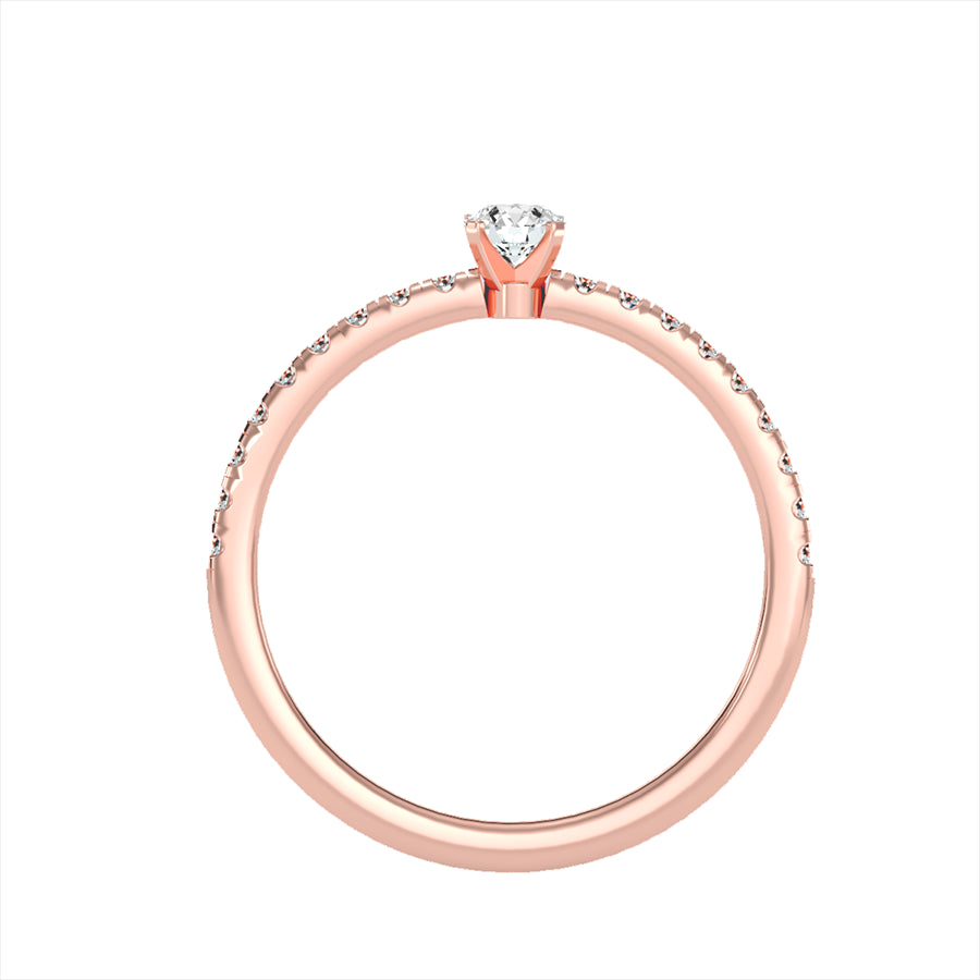 Solitärring mit 0,50 Karat Pavé-Fassung in 18 Karat Roségold