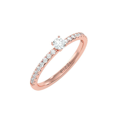 Solitärring mit 0,50 Karat Pavé-Fassung in 18 Karat Roségold