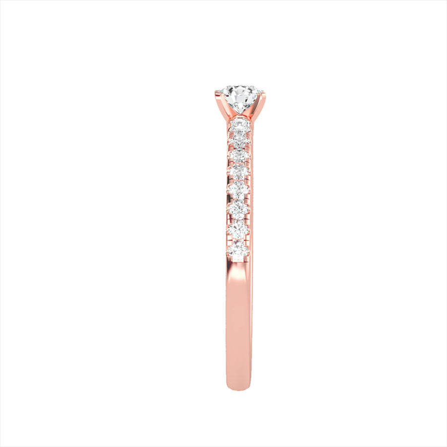 Solitärring mit 0,50 Karat Pavé-Fassung in 18 Karat Roségold