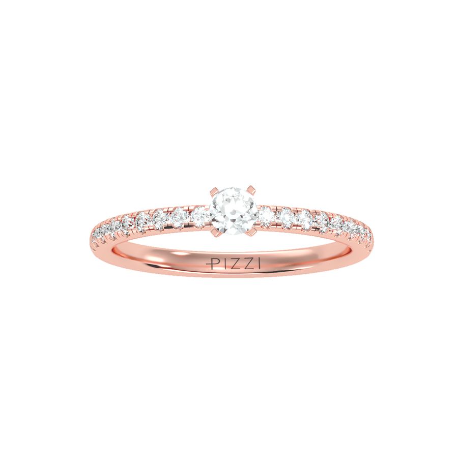Solitärring mit 0,50 Karat Pavé-Fassung in 18 Karat Roségold