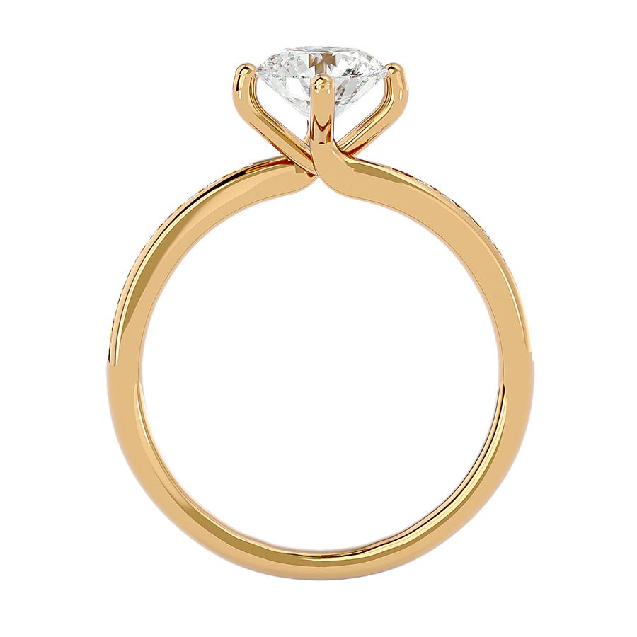 1.00 Carat Pavé Solitaire Ring in 18k Yellow Gold