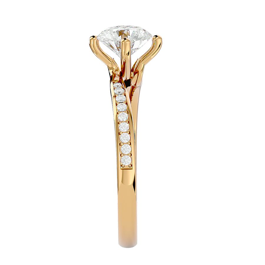 1.00 Carat Pavé Solitaire Ring in 18k Yellow Gold