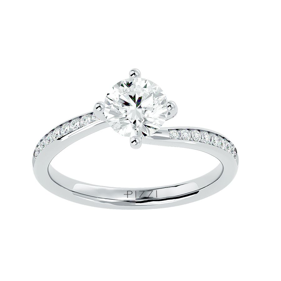 1.00 Carat Pavé Solitaire Ring in 18k White Gold