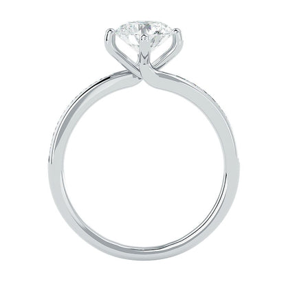 Solitärring mit 1,00 Karat Pavé-Fassung in 18 Karat Weißgold
