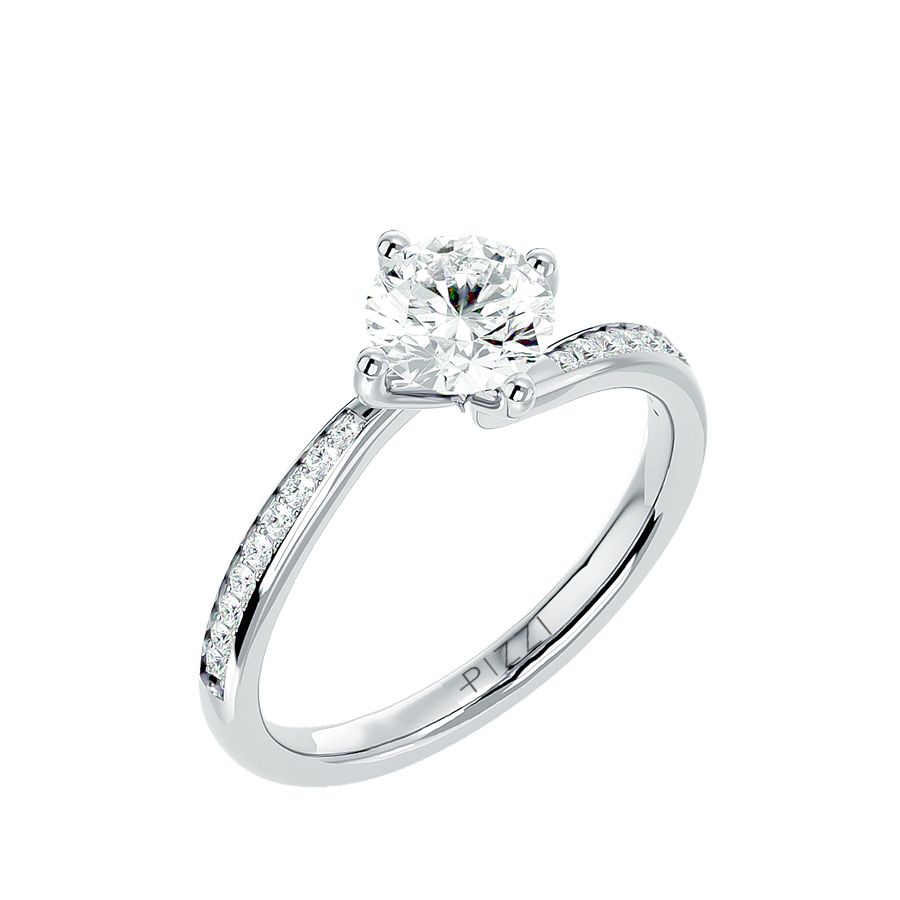 1.00 Carat Pavé Solitaire Ring in 18k White Gold
