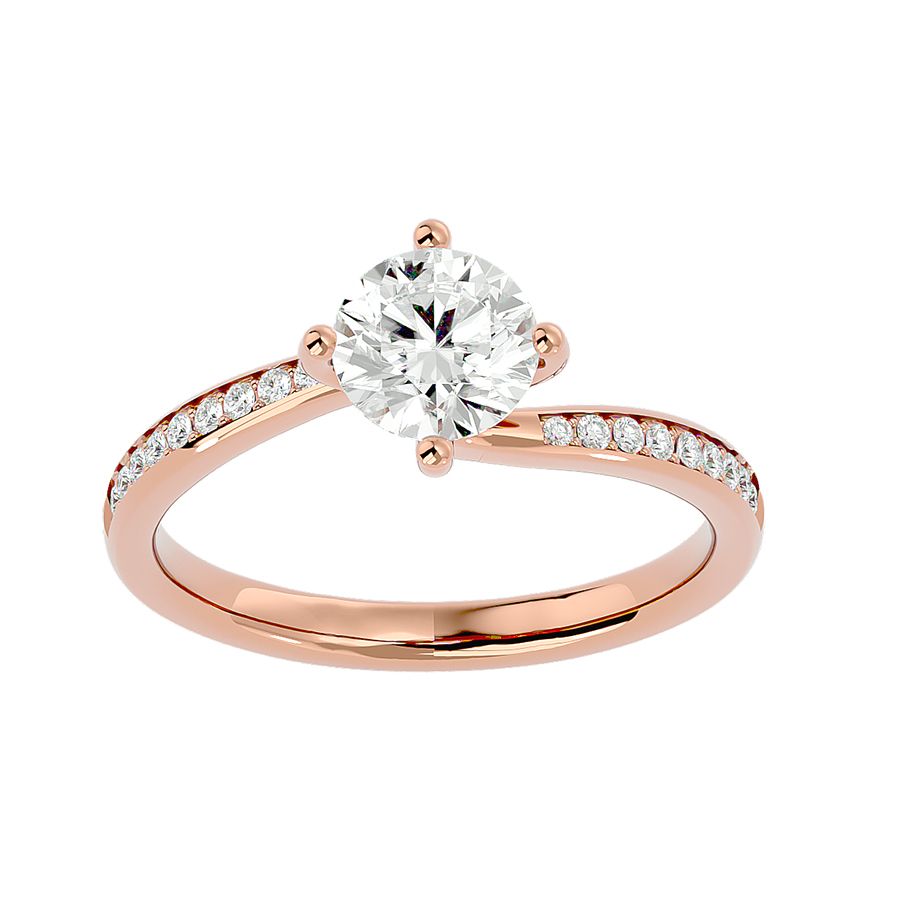 Solitärring mit 1,00 Karat Pavé-Fassung in 18 Karat Roségold