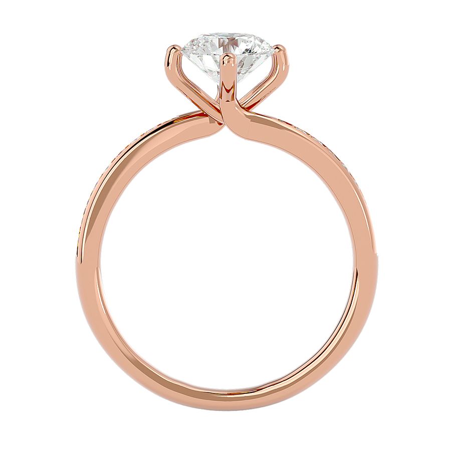 Solitärring mit 1,00 Karat Pavé-Fassung in 18 Karat Roségold