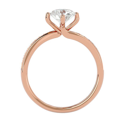 Solitärring mit 1,00 Karat Pavé-Fassung in 18 Karat Roségold