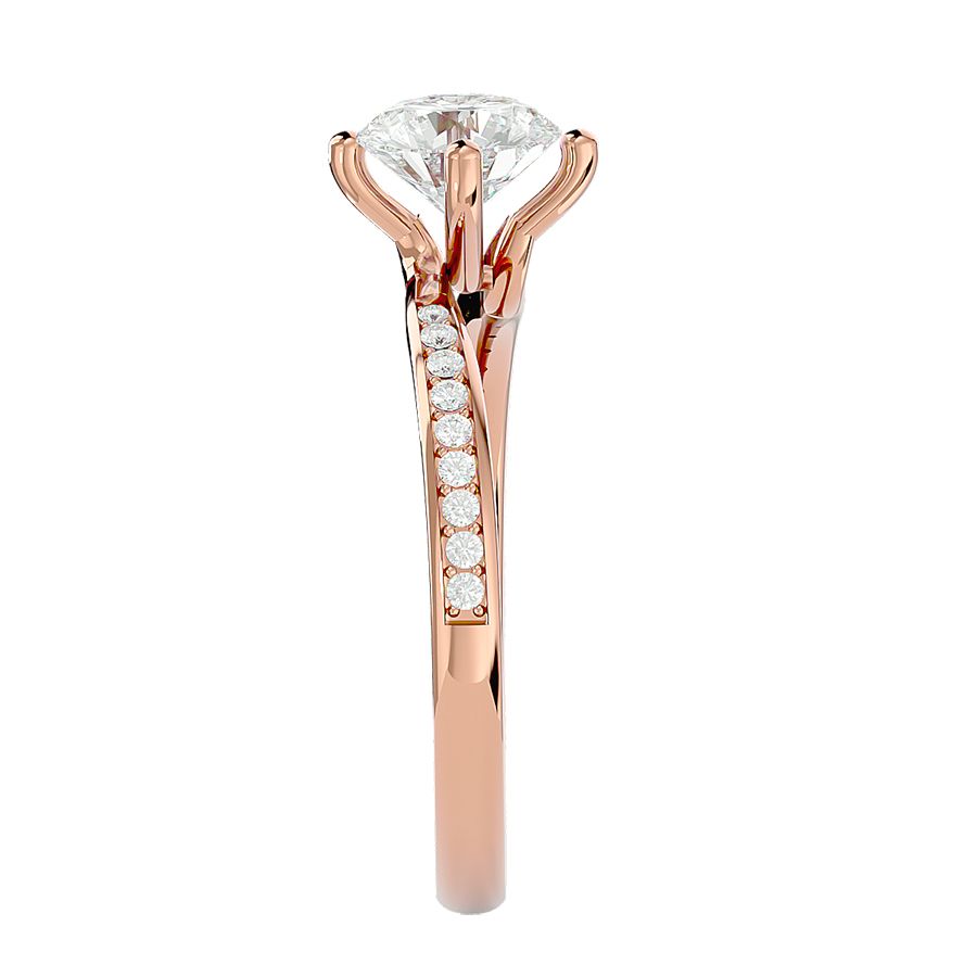 Solitärring mit 1,00 Karat Pavé-Fassung in 18 Karat Roségold