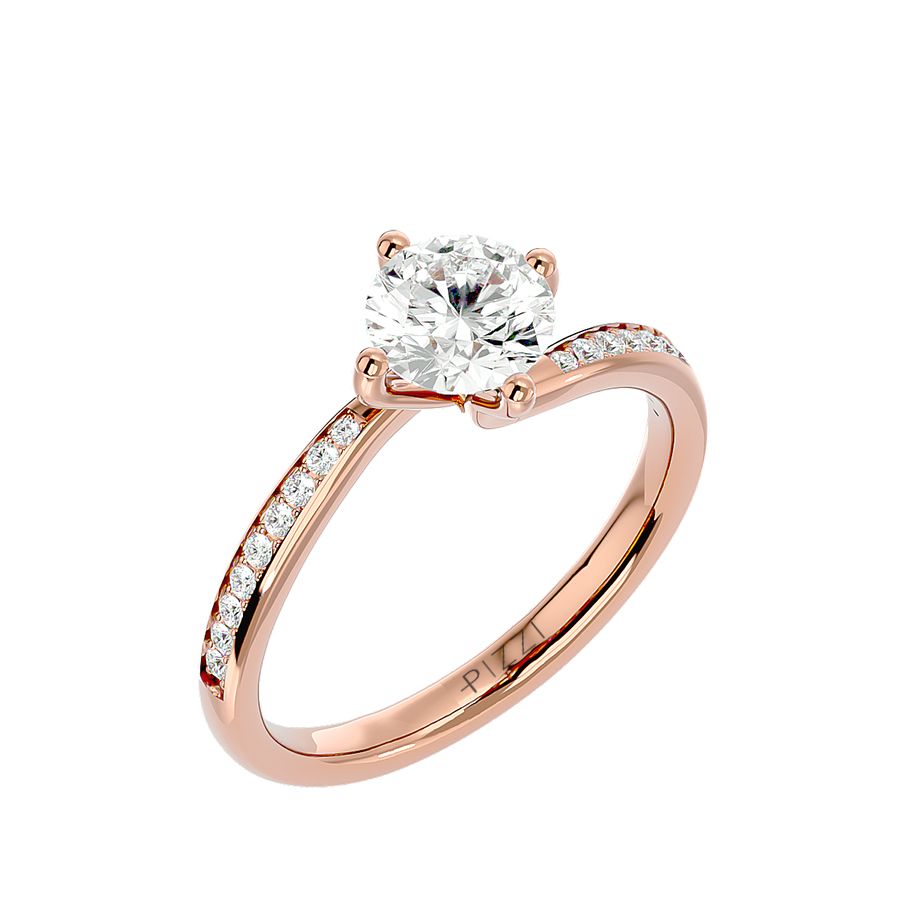 Solitärring mit 1,00 Karat Pavé-Fassung in 18 Karat Roségold