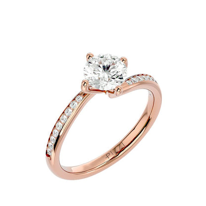 Solitärring mit 1,00 Karat Pavé-Fassung in 18 Karat Roségold
