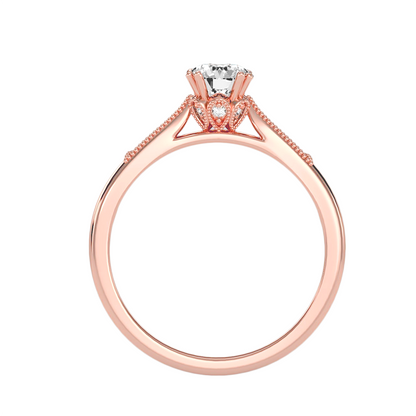 Solitärring mit 0,65 Karat Pavé-Fassung in 18 Karat Roségold