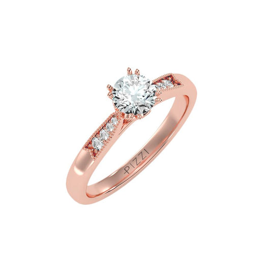 Solitärring mit 0,65 Karat Pavé-Fassung in 18 Karat Roségold