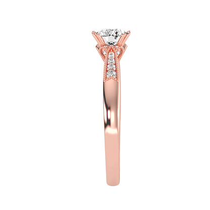 Solitärring mit 0,65 Karat Pavé-Fassung in 18 Karat Roségold