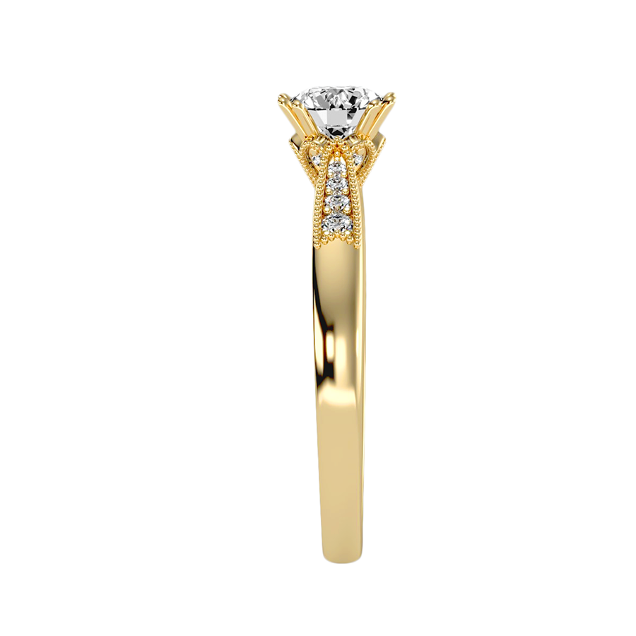 0.65 Carat Pavé Solitaire Ring in 18k Yellow Gold
