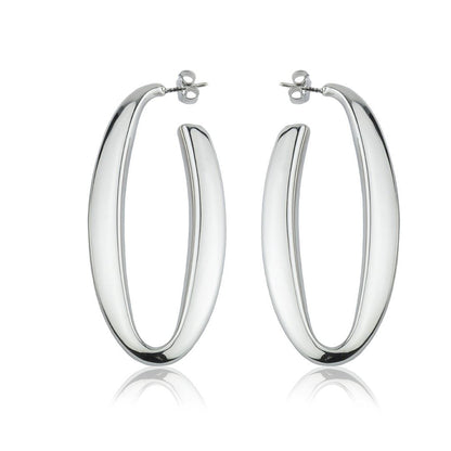 Orecchini ovali in argento sezione triangolare lunghezza 60mm