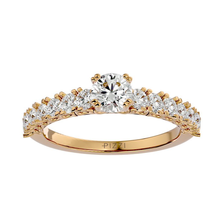 1.10 Carat 15-Stone Pavé Ring in 18k Yellow Gold