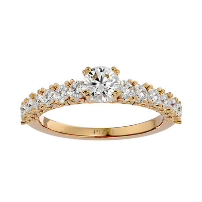 1,10 Karat Pavé-Ring mit 15 Steinen in 18 Karat Gelbgold