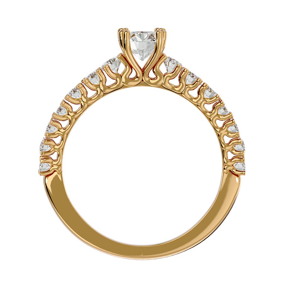 1.10 Carat 15-Stone Pavé Ring in 18k Yellow Gold