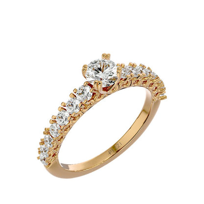 1,10 Karat Pavé-Ring mit 15 Steinen in 18 Karat Gelbgold