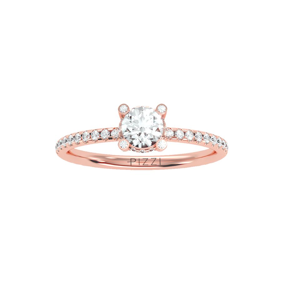 0.45-Carat Pavé Solitaire Ring in 18k Rose Gold