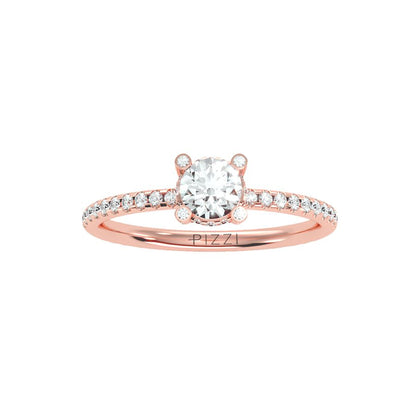 Solitärring mit 0,45 Karat Pavé-Fassung in 18 Karat Roségold