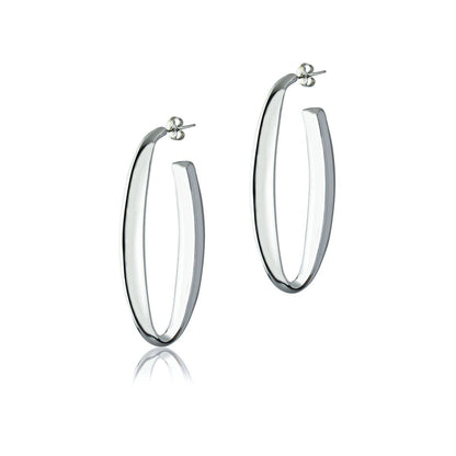 Orecchini ovali in argento sezione triangolare lunghezza 60mm