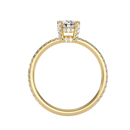 Solitärring aus 18-karätigem Gelbgold mit Pavé-Fassung und 0,83 Karat Diamanten