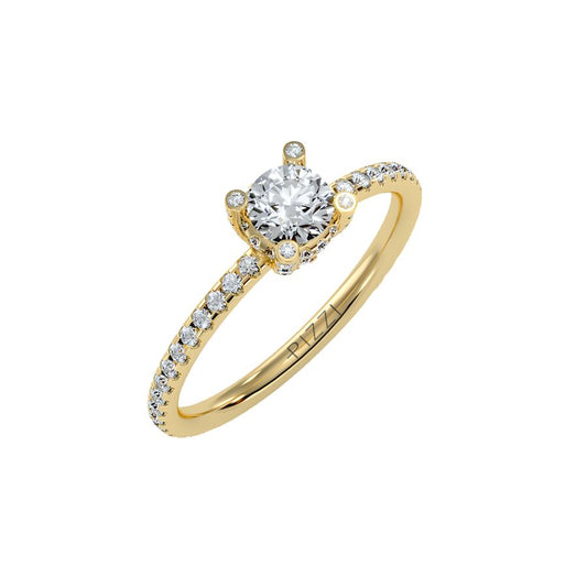 Solitärring aus 18-karätigem Gelbgold mit Pavé-Fassung und 0,83 Karat Diamanten