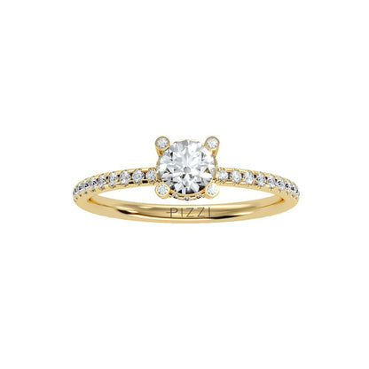 Solitärring aus 18-karätigem Gelbgold mit Pavé-Fassung und 0,83 Karat Diamanten