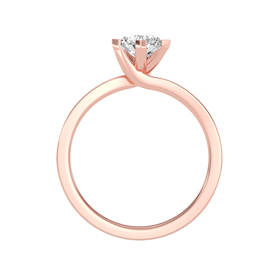 Anello Solitario Contrariè Pavè da 0,70 Carati in Oro Rosa 18k