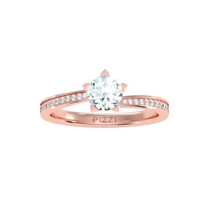 0,70 Karat Contrariè Pavè Solitärring aus 18 Karat Roségold